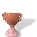 Vasetto Coppa con Applicazioni rosa - in ceramica di santo stefano di camastra