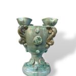 Vaso Coppa candeliere -V- in ceramica di santo stefano di camastra
