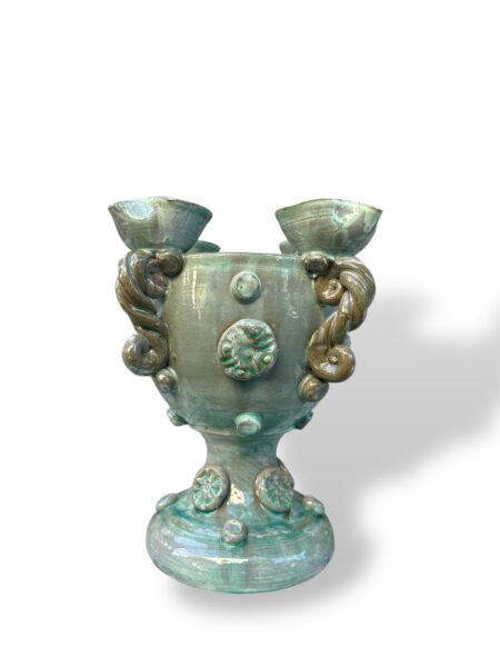 Vaso Coppa candeliere -V- in ceramica di santo stefano di camastra