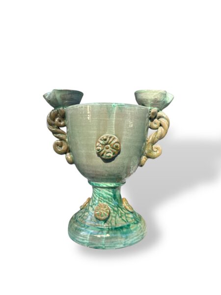 Vaso Coppa 2 candelieri -V- in ceramica di santo stefano di camastra