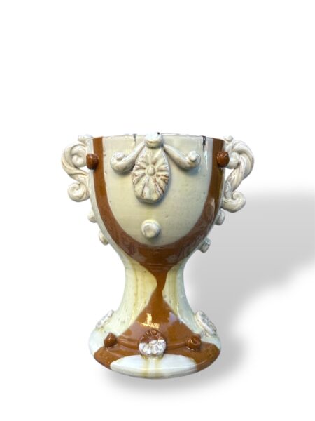 Vaso Coppa con applicazioni -BMR- in ceramica di santo stefano di camastra
