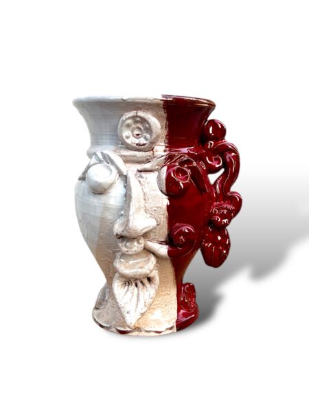 Vasetto sikano bicolor BR - in ceramica di Santo Stefano di Camastra