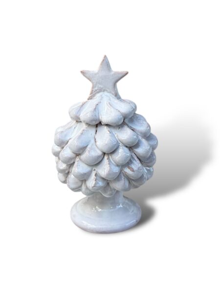 Alberello natalizio pigna bianco - in Ceramica di Santo Stefano di Camastra