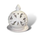 Lume Arabo con piattino Total White - In Ceramica di Santo Stefano di Camastra