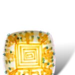 Fondina quadrata Fichi D’India Arancio– in ceramica di Santo Stefano di Camastra