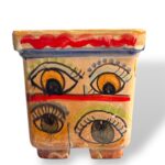 Vasetto quadrato big eyes porta pianta - in Ceramica di Santo Stefano di Camastra