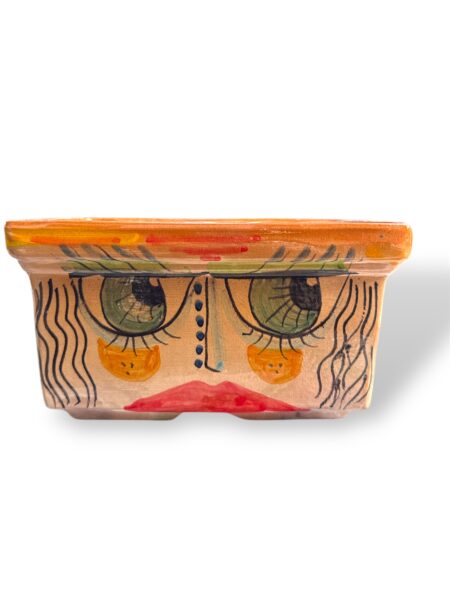 Vasetto porta pianta big eyes rettangolare - in Ceramica di Santo Stefano di Camastra