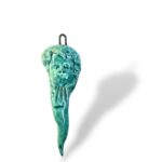 Corno piccolo volto bambino verde acqua - in Ceramica di Santo Stefano di Camastra