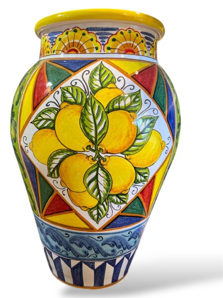 Giara Siciliana con applicazione di limoni - in ceramica di Santo Stefano di Camastra