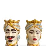Coppia di Teste di Moro Classiche - Lui & Lei - in Ceramica di Santo Stefano di Camastra
