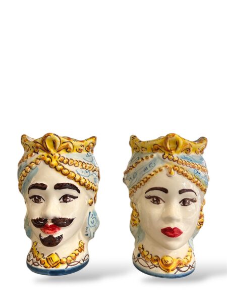 Coppia di Teste di Moro Classiche - Lui & Lei - in Ceramica di Santo Stefano di Camastra