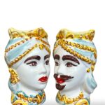 Coppia Teste di Moro Limoni Classiche - in Ceramica di Santo Stefano di Camastra
