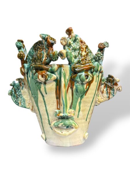 Vaso Sikano con applicazioni di Pale - in Ceramica di Santo Stefano di Camastra
