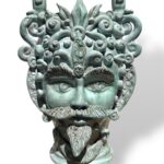 Testa di Moro Candeliere monocolore - in Ceramica di Santo Stefano di Camastra