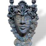 Testa di Moro donna candeliere - in Ceramica di Santo Stefano di Camastra