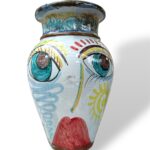 Giara piccola big eyes -B- in Ceramica di Santo Stefano di Camastra