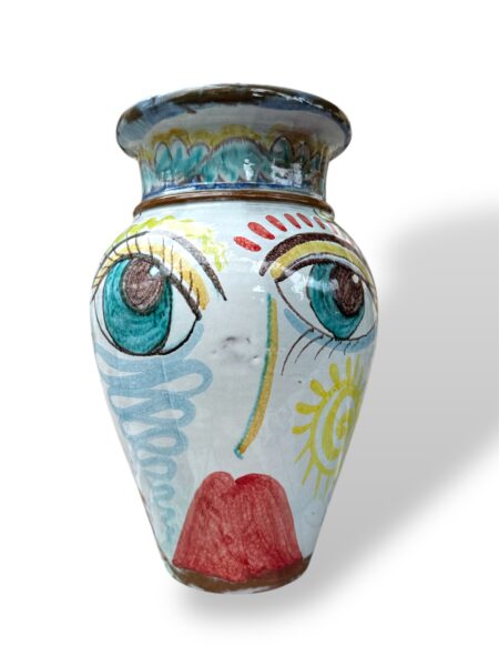 Giara piccola big eyes -B- in Ceramica di Santo Stefano di Camastra
