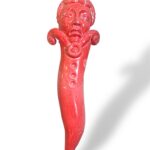 Corno grande rosso con volto - in Ceramica di Santo Stefano di Camastra