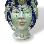 Testa di Moro Donna con applicazioni KL - blu - in Ceramica di Santo Stefano di Camastra