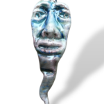 Corno lilla con volto uomo - in Ceramica di Santo Stefano di Camastra