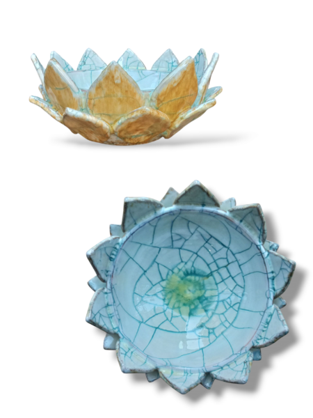 Fiore di Loto - Bicolor effetto marmo - in Ceramica di Santo Stefano di Camastra