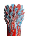 Vaso Cilindrico Fichi Rosso 3° fuoco - in ceramica di S.Stefano di Camastra