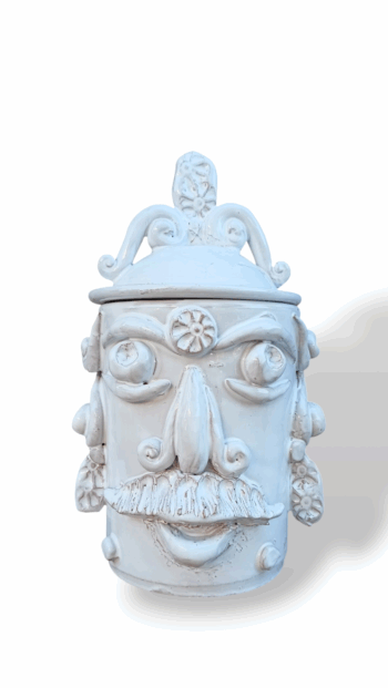 Barattolo Sikano con applicazioni - in Ceramica di Santo Stefano di Camastra