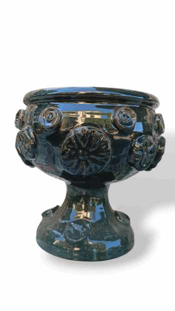 Vaso Porta Piante Liberty Verde scuro - in ceramica di Santo Stefano di Camastra