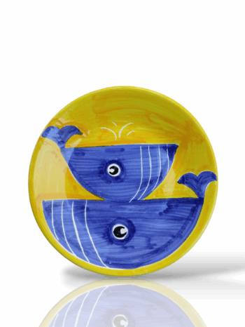 Piatto "Danza delle Balene" - Yellow - in Ceramica di Santo Stefano di Camastra