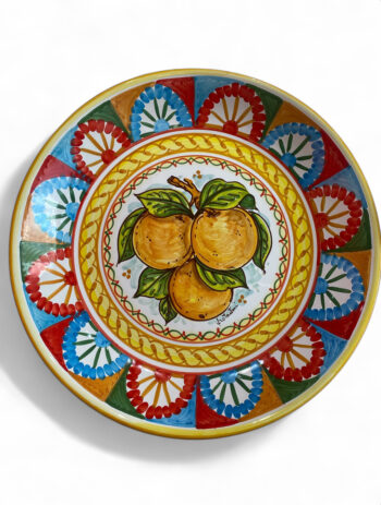 Piatto Limoni con Carretto - in Ceramica di Santo Stefano di Camastra