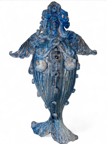 Lighea La Sirena con Applicazioni Blu - in Ceramica di Santo Stefano di Camastra
