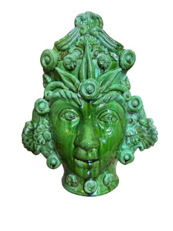 Testa di Moro Donna Verde - in Ceramica di Santo Stefano di Camastra