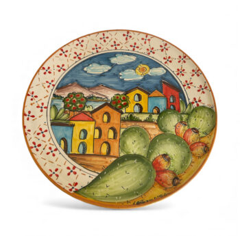 Piatto Naif Pale di Fico D'india - in Ceramica di Santo Stefano di Camastra