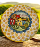 Piatto Casette Bordo Fiori - in Ceramica di Santo Stefano di Camastra