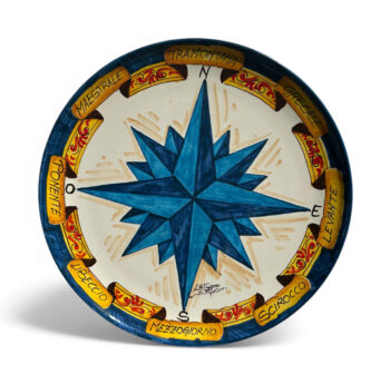 Piatto Bussola Blu - in Ceramica di Santo Stefano di Camastra