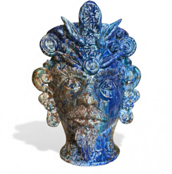 Testa di Moro Uomo Effetto Puntini - in ceramica di Santo Stefano di Camastra