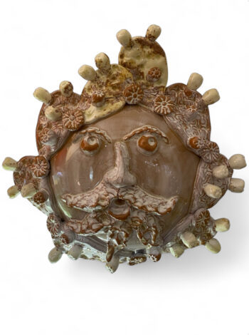 Maschera Sikana Pale di Fico D'india Bianco - in Ceramica di Santo Stefano di Camastra