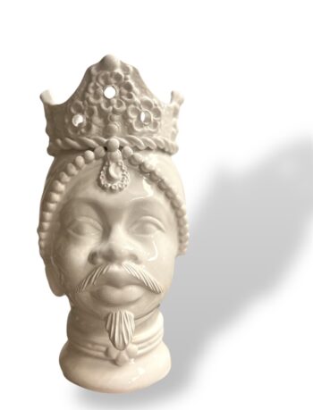 Testa di Moro uomo Africano Bianco - in Ceramica di Santo Stefano di Camastra