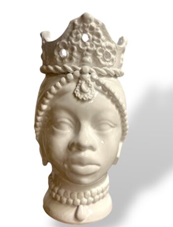 Testa di Moro Donna Africana Bianco - in Ceramica di santo Stefano di Camastra