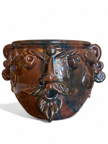 Vaso Sikano Marrone con Applicazioni - in Ceramica di Santo Stefano di Camastra