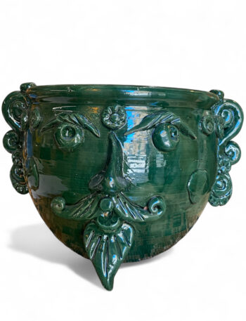 Vaso Sikano Verde con Applicazioni - in Ceramica di Santo Stefano di Camastra