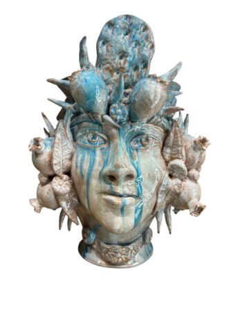 Testa di Moro Donna Limoni e Melograno - in Ceramica di Santo Stefano di Camastra
