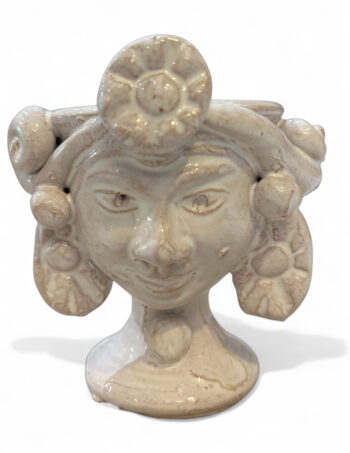 Coppetta Donna con Orecchini - in Ceramica di Santo Stefano di Camastra