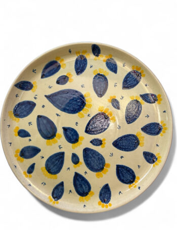 Piatto con Pale di Fico Blu - in Ceramica di Santo Stefano di Camastra