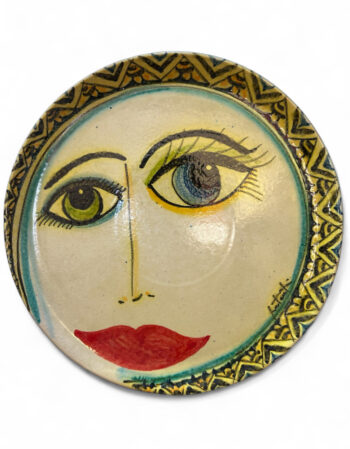 Piatto Big Eyes Donna con Bordo - in Ceramica di Santo Stefano di Camastra