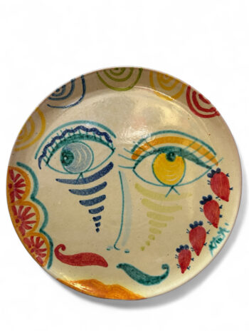 Piatto Uomo Big Eyes Siciliano - in Ceramica di Santo Stefano di Camastra