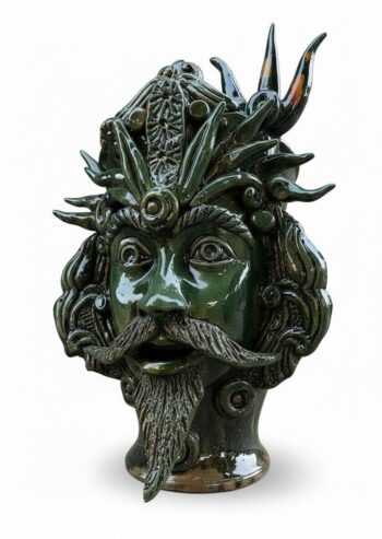 Testa Nettuno Imperiale H40  - in Ceramica di Santo Stefano di Camastra