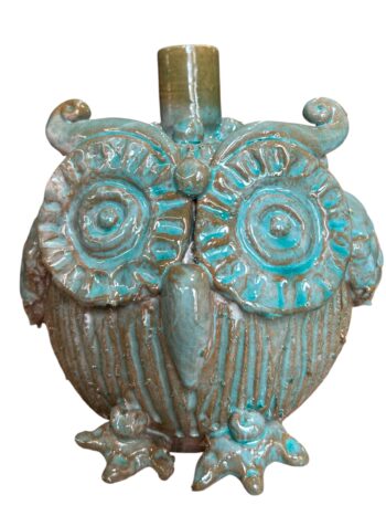 Candeliere Gufo Verde - in Ceramica di Santo Stefano di Camastra