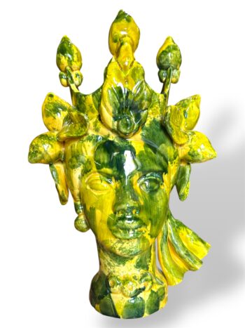 Testa Di Moro Donna Limoni G/V - in Ceramica di Santo Stefano di Camastra