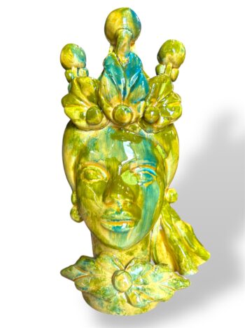 Testa di Moro Donna Corona V/G - in Ceramica di Santo Stefano di Camastra